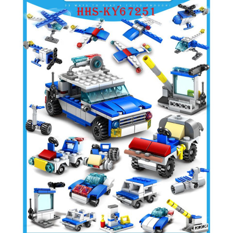 Mô hình lego cảnh sát 16 trong 1 - 16in1 police helicopter car building blocks