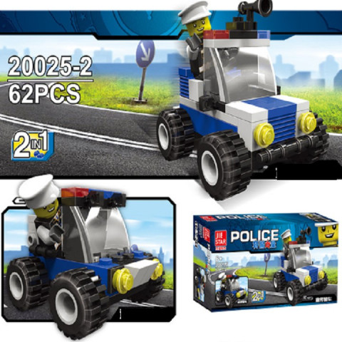 Bộ lắp ráp kiểu lego 6 trong 1 jie star 20025 xe cảnh sát