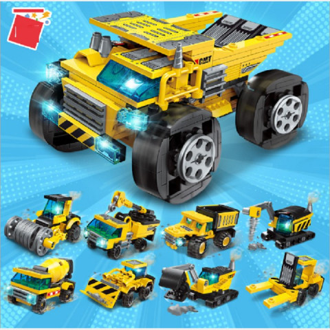 Bộ lắp ráp kiểu lego 8 trong 1 mô hình xe xây dựng