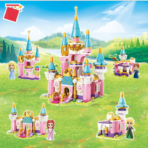 Combo 4 bộ lắp ráp kiểu lego qmjm mô hình lâu đài công chúa